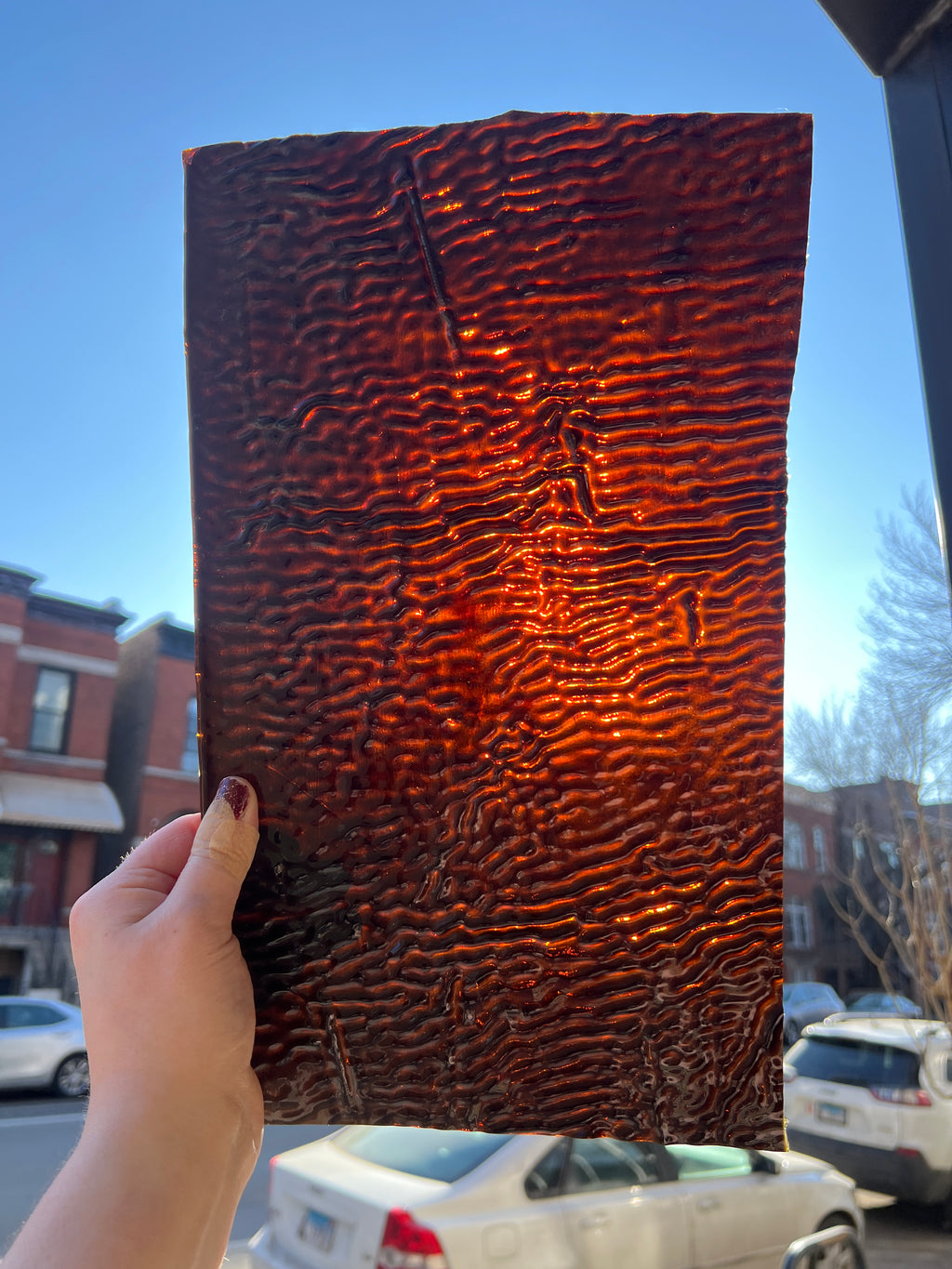 Amber Ripple Patterned Background Kokomo Dark Amber Ripple – Flan's Glass