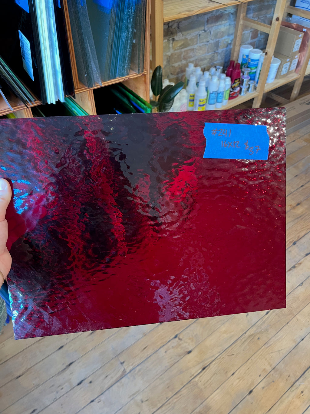 [#241] Oceanside Ruby Red Rough Rolled Fusible