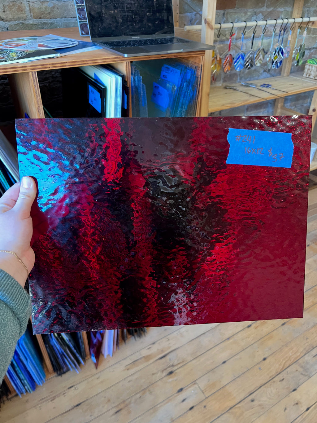 [#241] Oceanside Ruby Red Rough Rolled Fusible