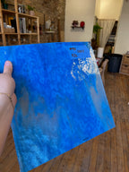 [#415] Youghiogheny Ice White Stipple Sea Blue