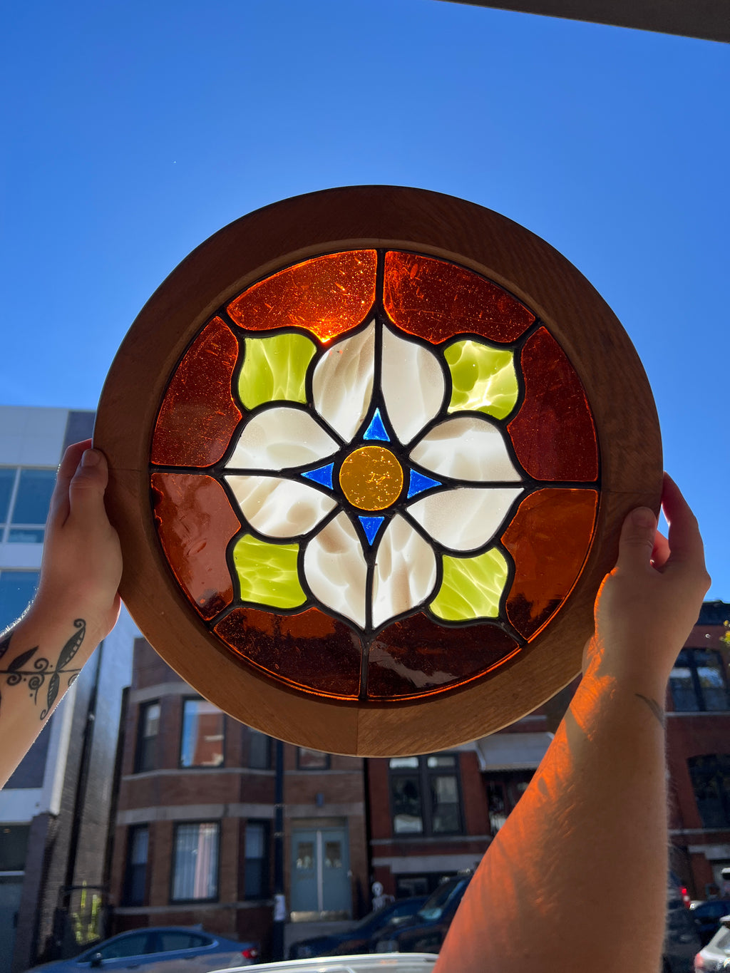Leaded Chicago Floral Tile #1