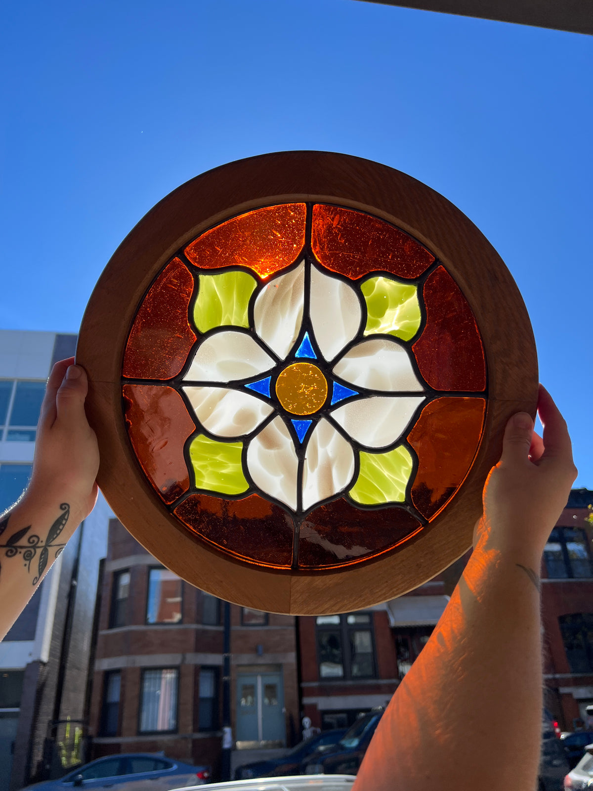 Leaded Chicago Floral Tile #1