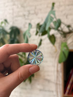 Iridescent Round Beveled Pinwheel Jewel (25mm)