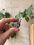 Iridescent Round Beveled Pinwheel Jewel (25mm)