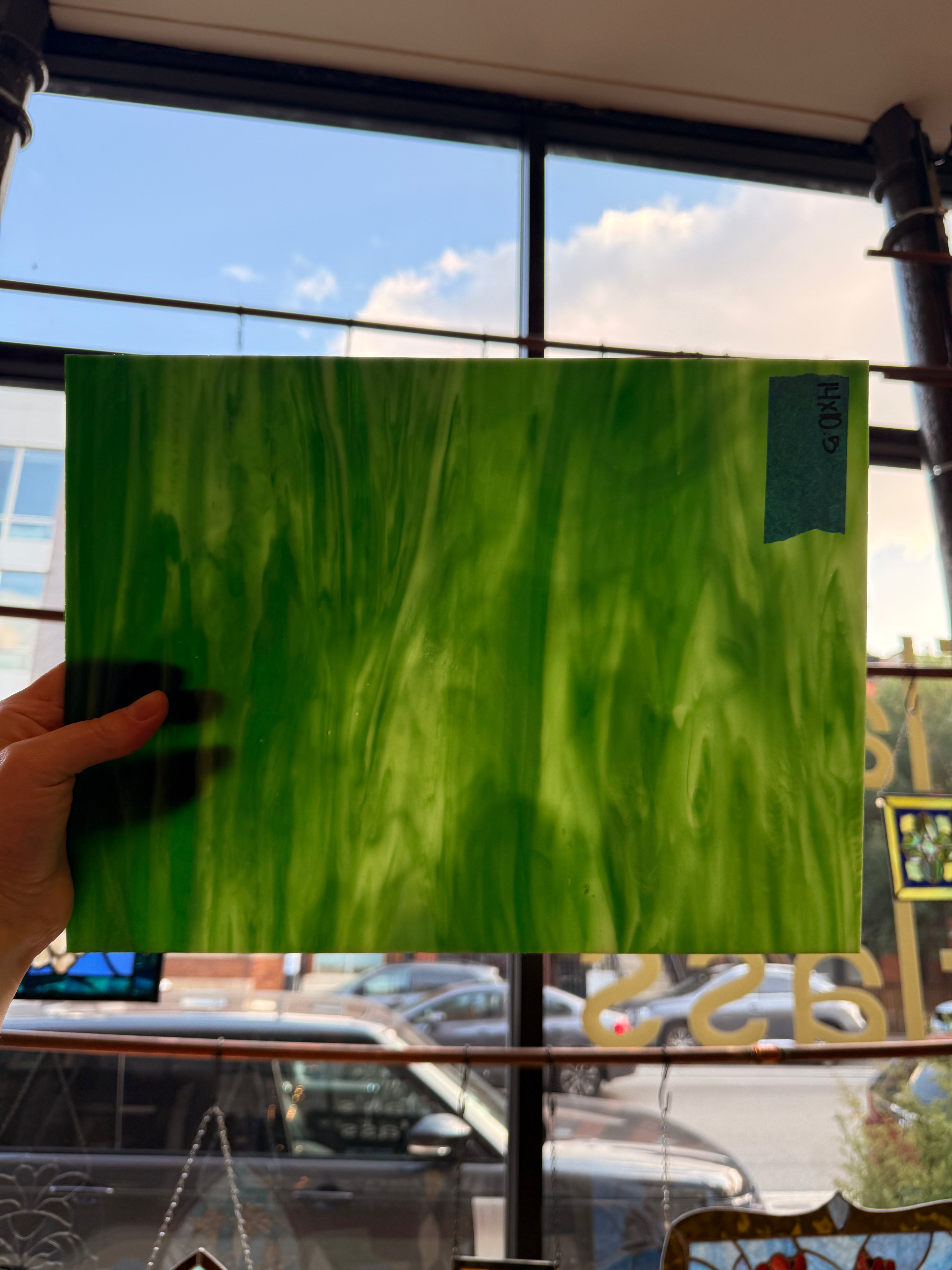 Green and White Wispy Opalescent