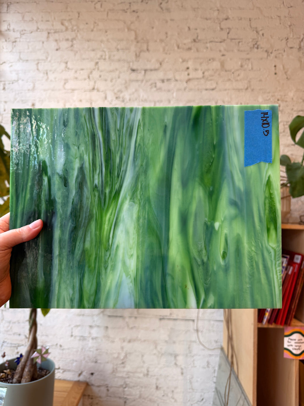 Green and White Wispy Opalescent
