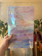 Vintage Pink Blue and White Wispy Iridescent
