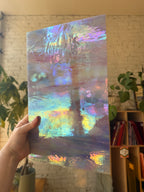 Vintage Pink Blue and White Wispy Iridescent