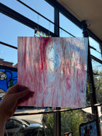 Vintage Pink and White Wispy on Clear