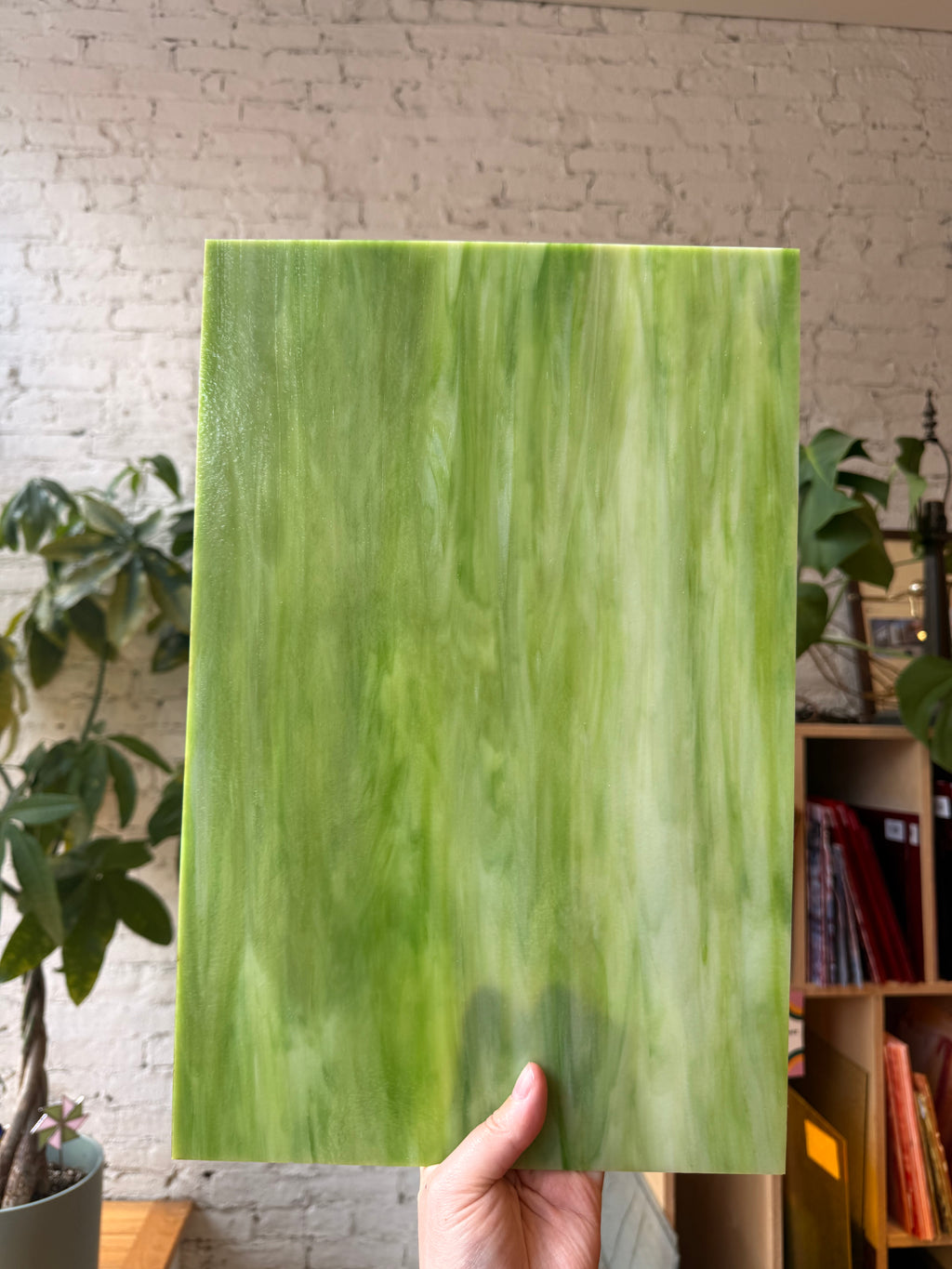 Vintage Green and White Wispy Opal