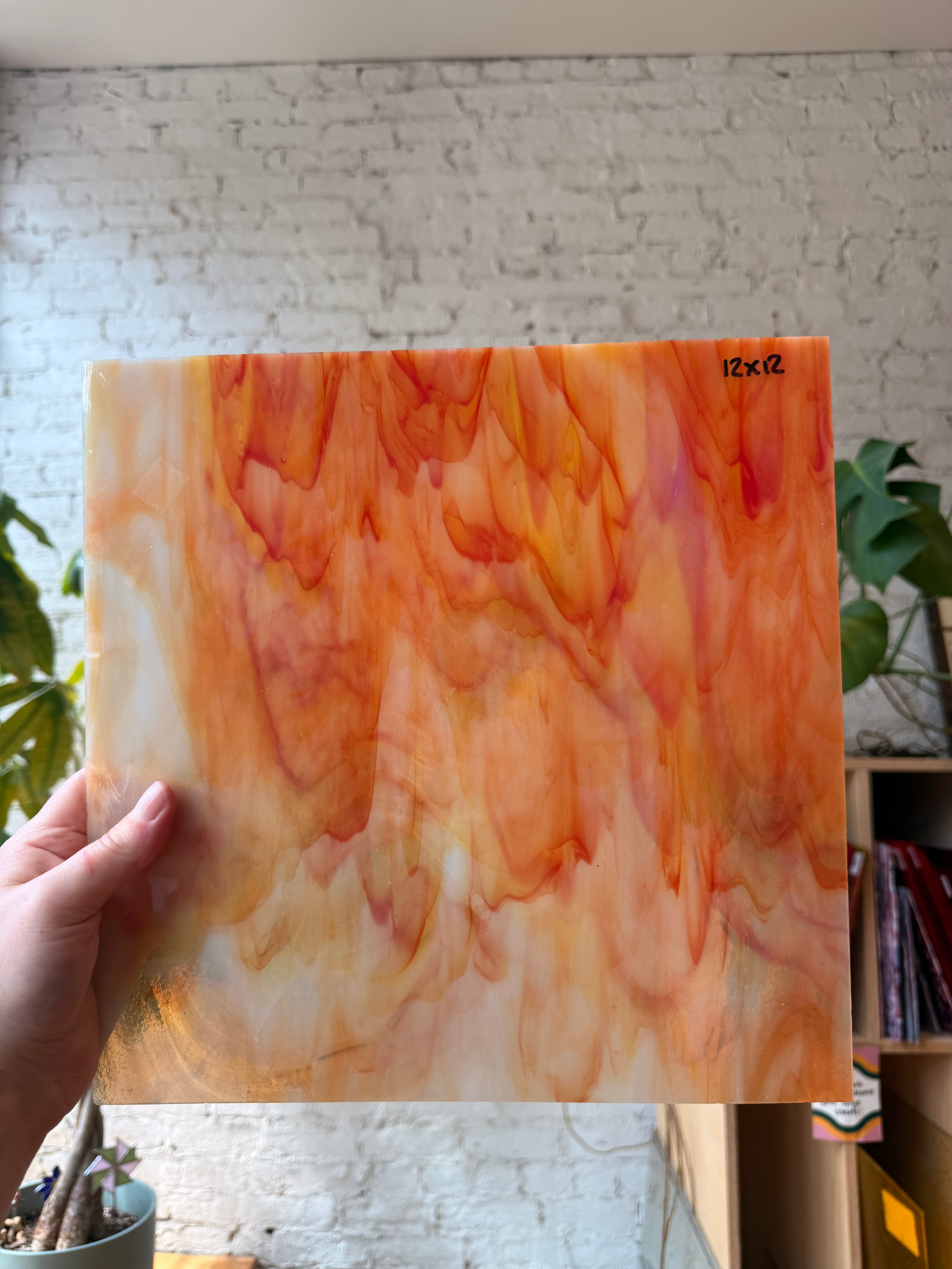 Vintage Orange Light Amber and White Wispy