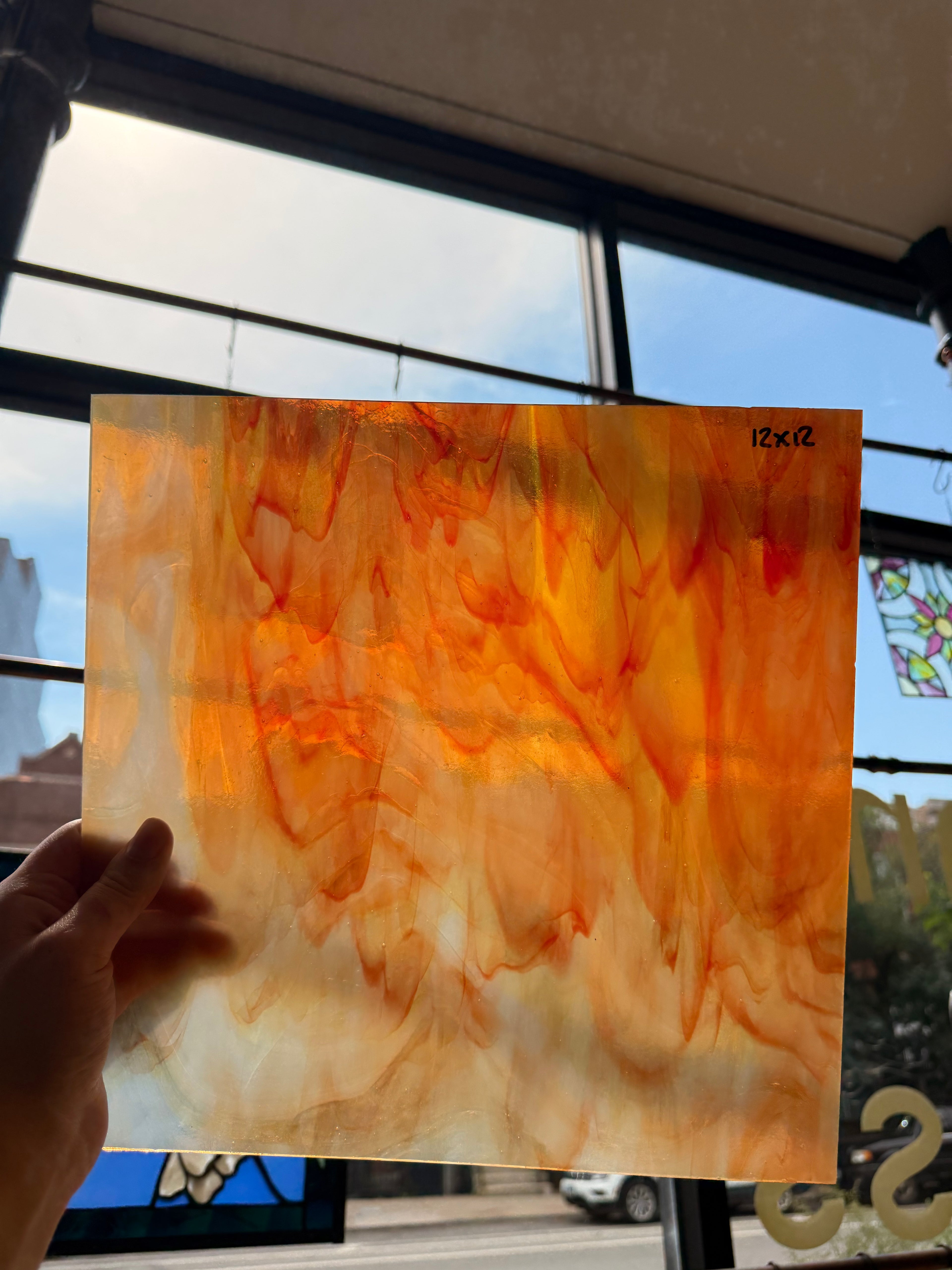 Vintage Orange Light Amber and White Wispy