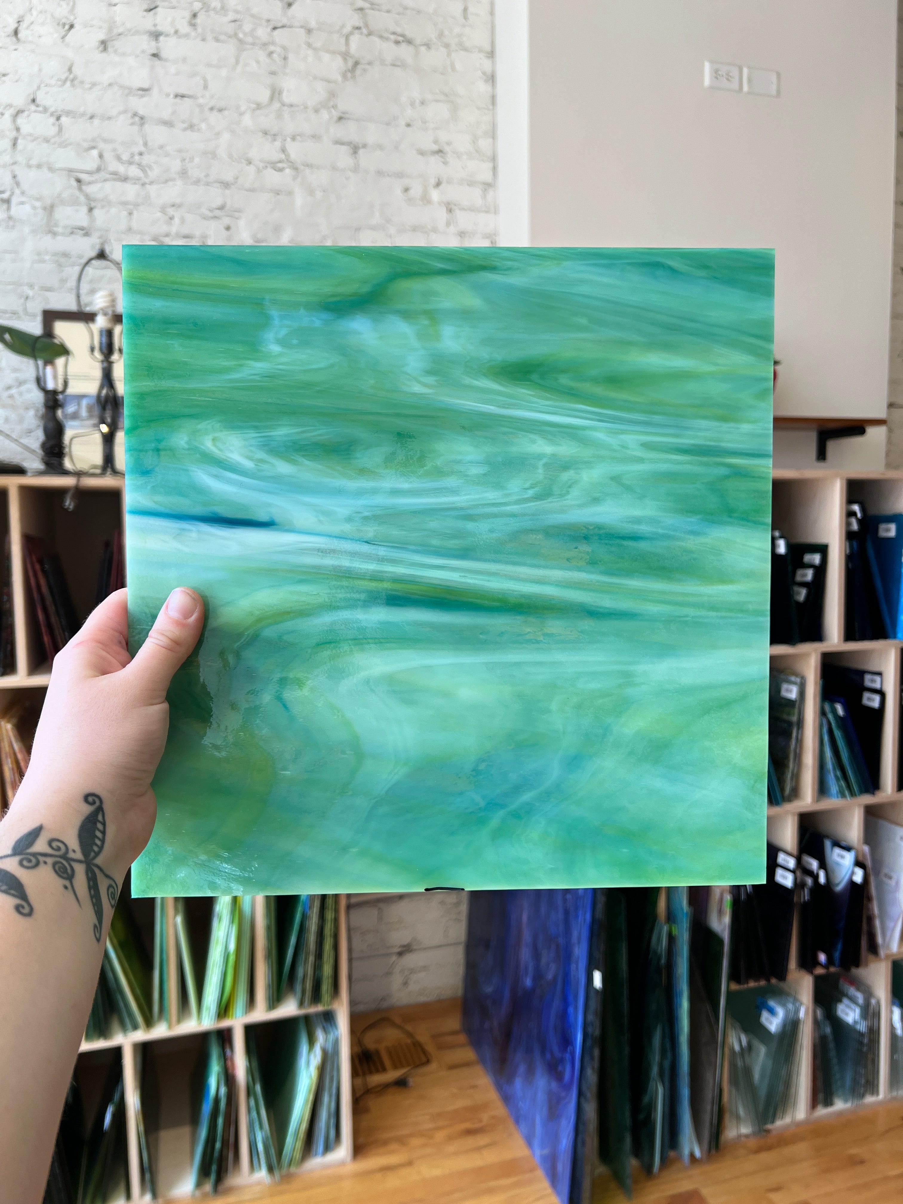 [#2110] Oceanside Aqua-Lime Pearl Opal