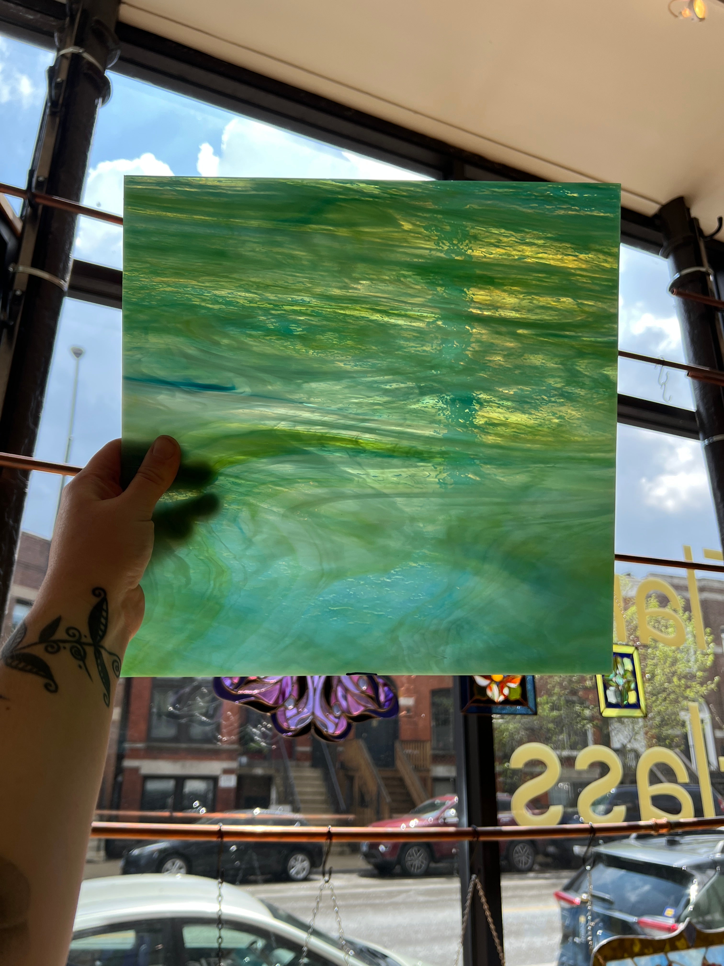 [#2110] Oceanside Aqua-Lime Pearl Opal