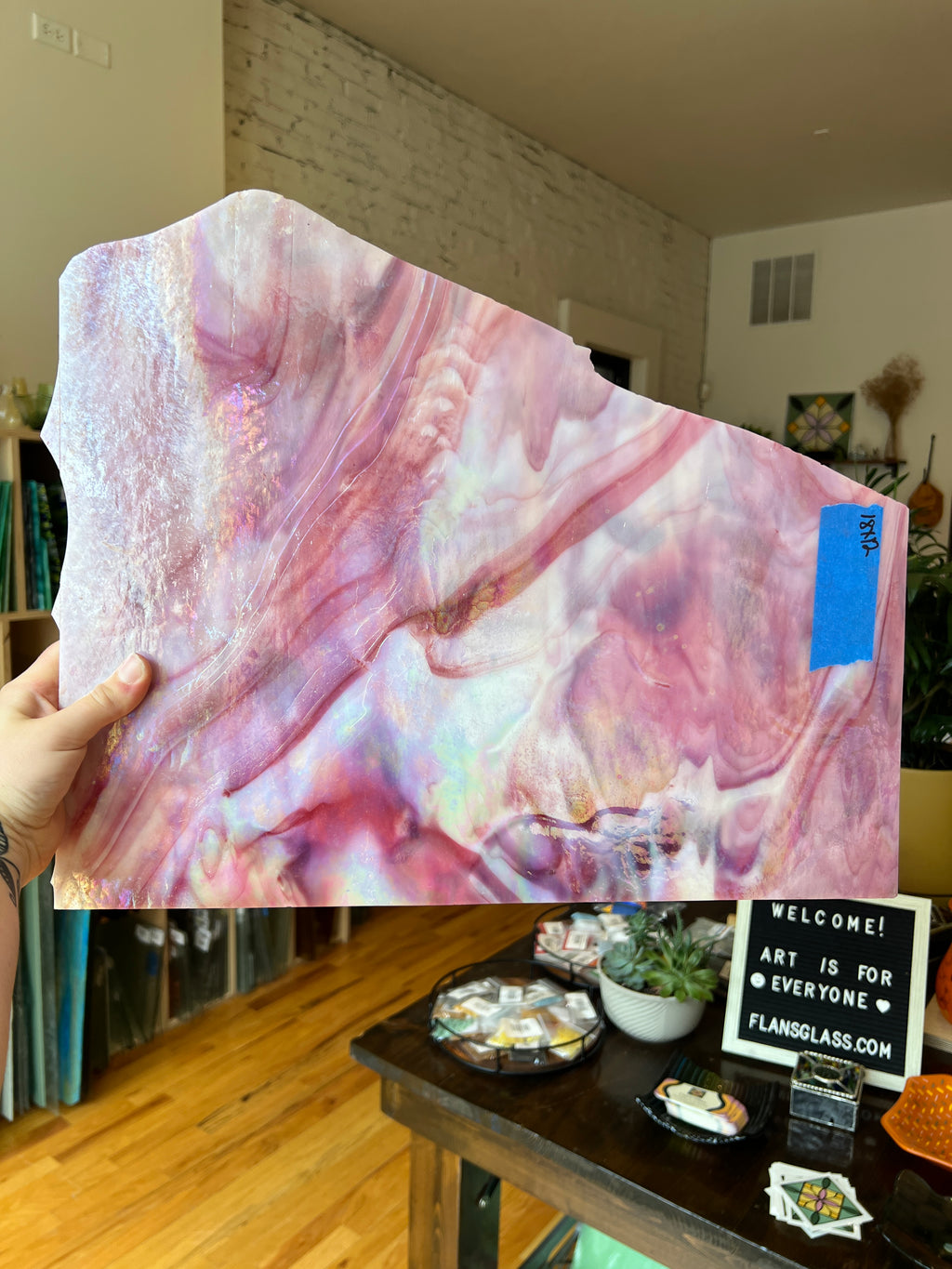 Kokomo Pink and White Opal Wispy Irid