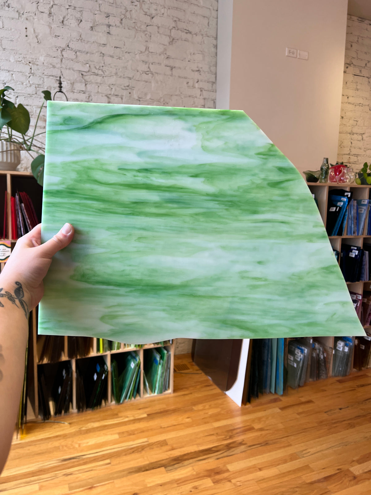 Lime Green and White Wispy