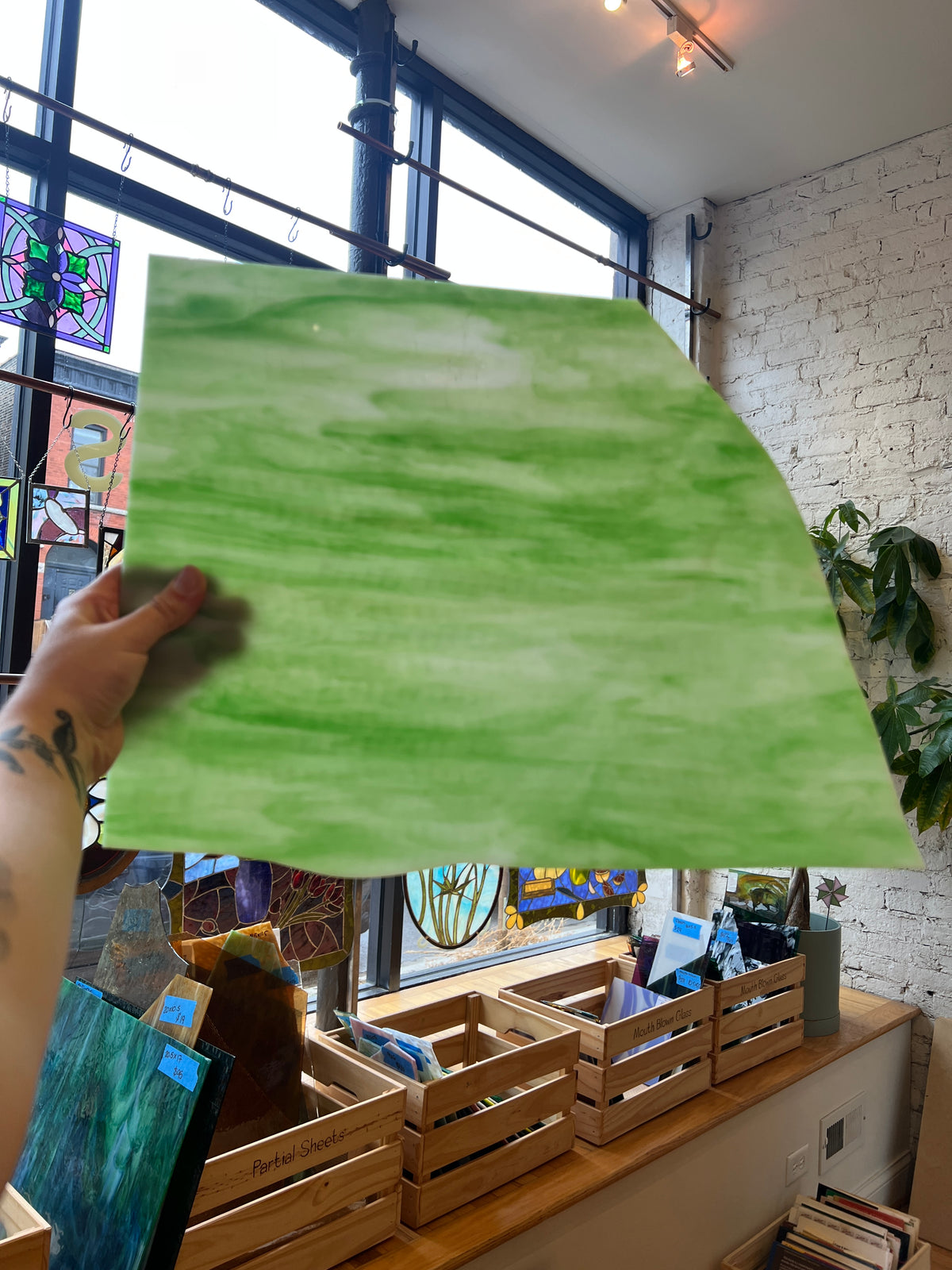 Lime Green and White Wispy