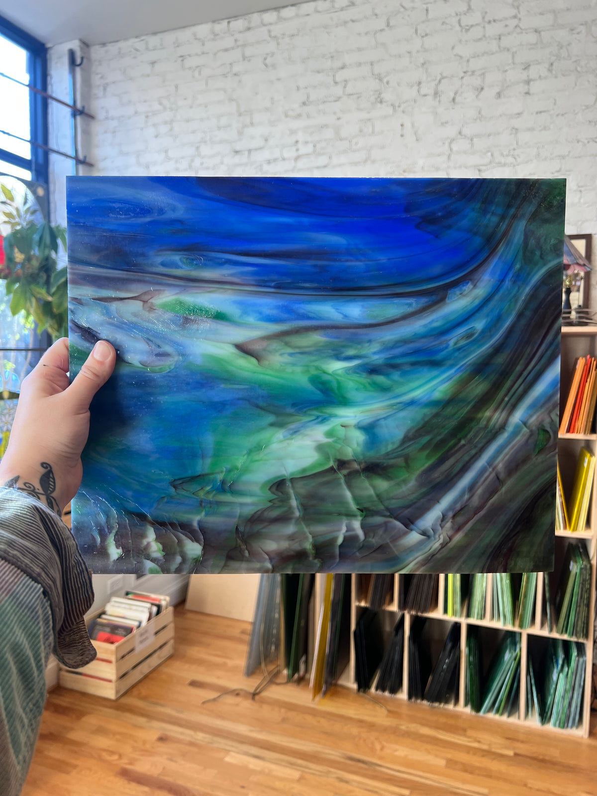 Blue, Green, Purple, and White Wispy