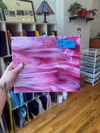 [#341] Bullseye White Opal, Cranberry Pink Fusible