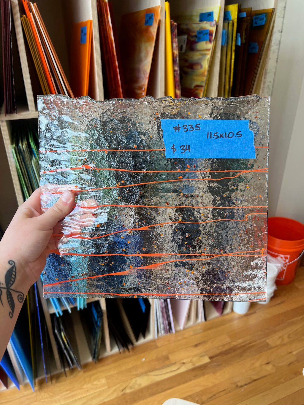 [#335] Bullseye Red-Orange-Yellow Frit Streamers