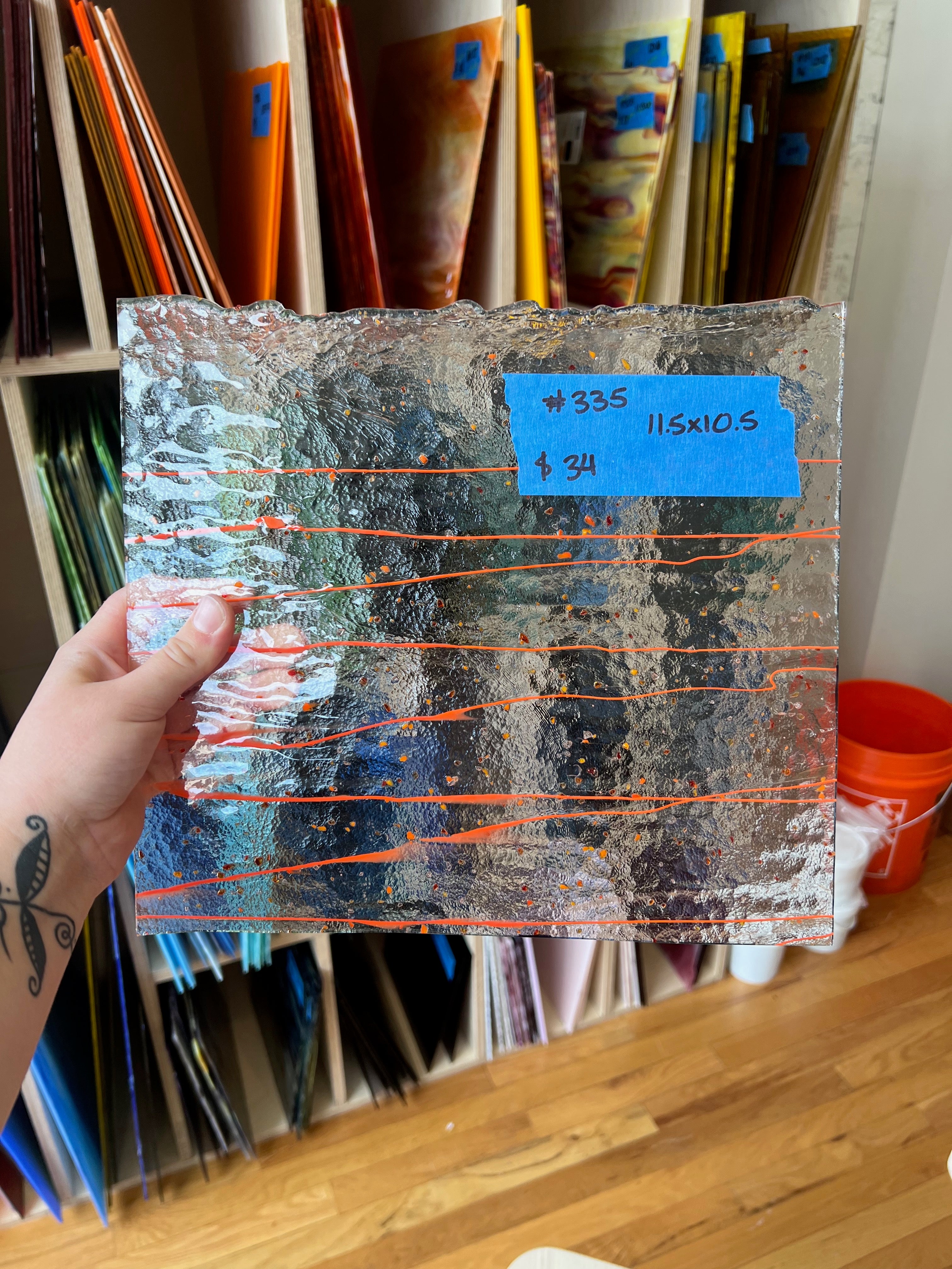 [#335] Bullseye Red-Orange-Yellow Frit Streamers