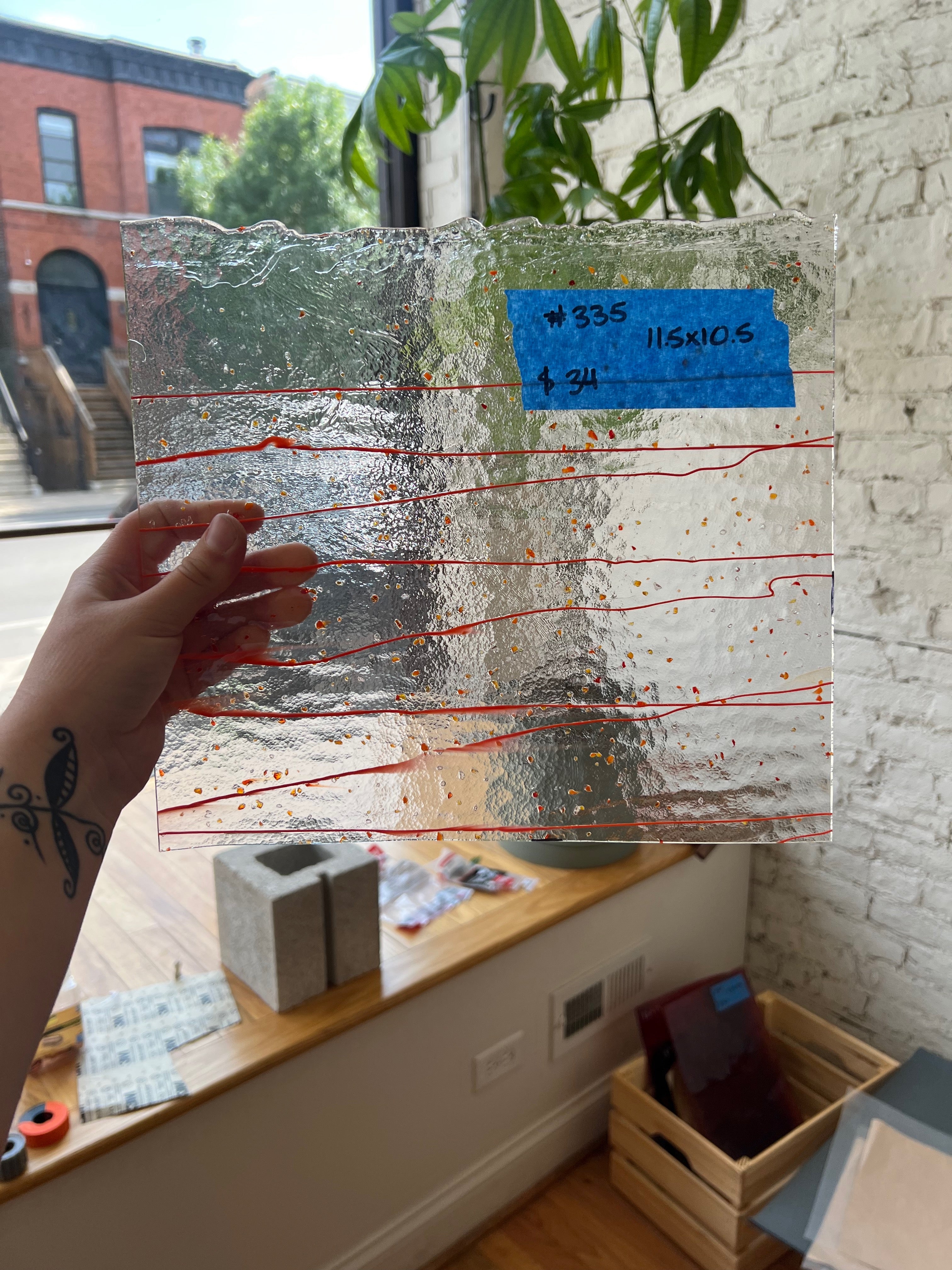 [#335] Bullseye Red-Orange-Yellow Frit Streamers