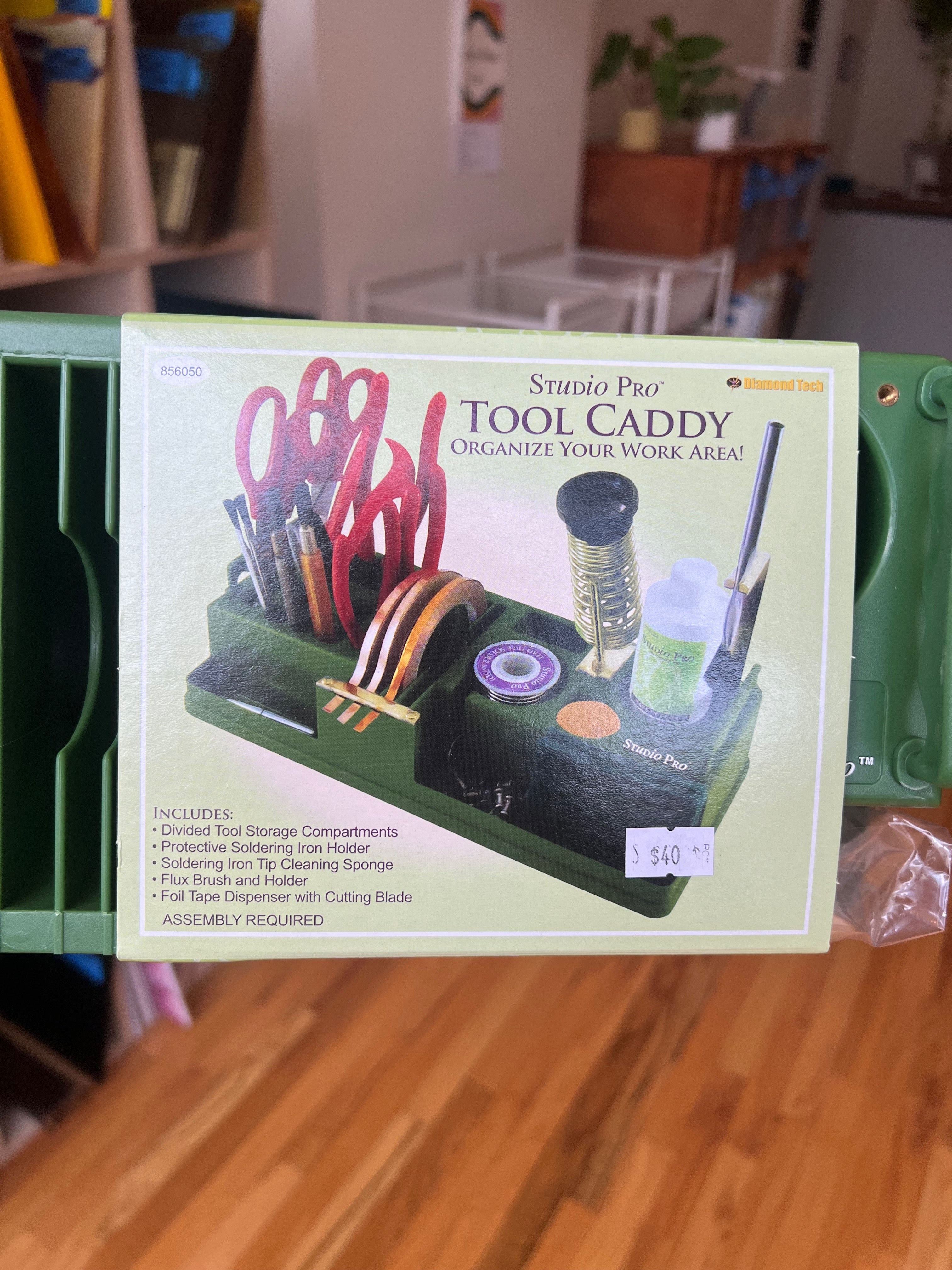 Studio Pro Tool Caddy packaging on a wooden surface