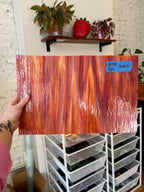 [#152] Wissmach White Opal Swirl w Red and Orange