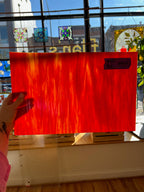 [#152] Wissmach White Opal Swirl w Red and Orange