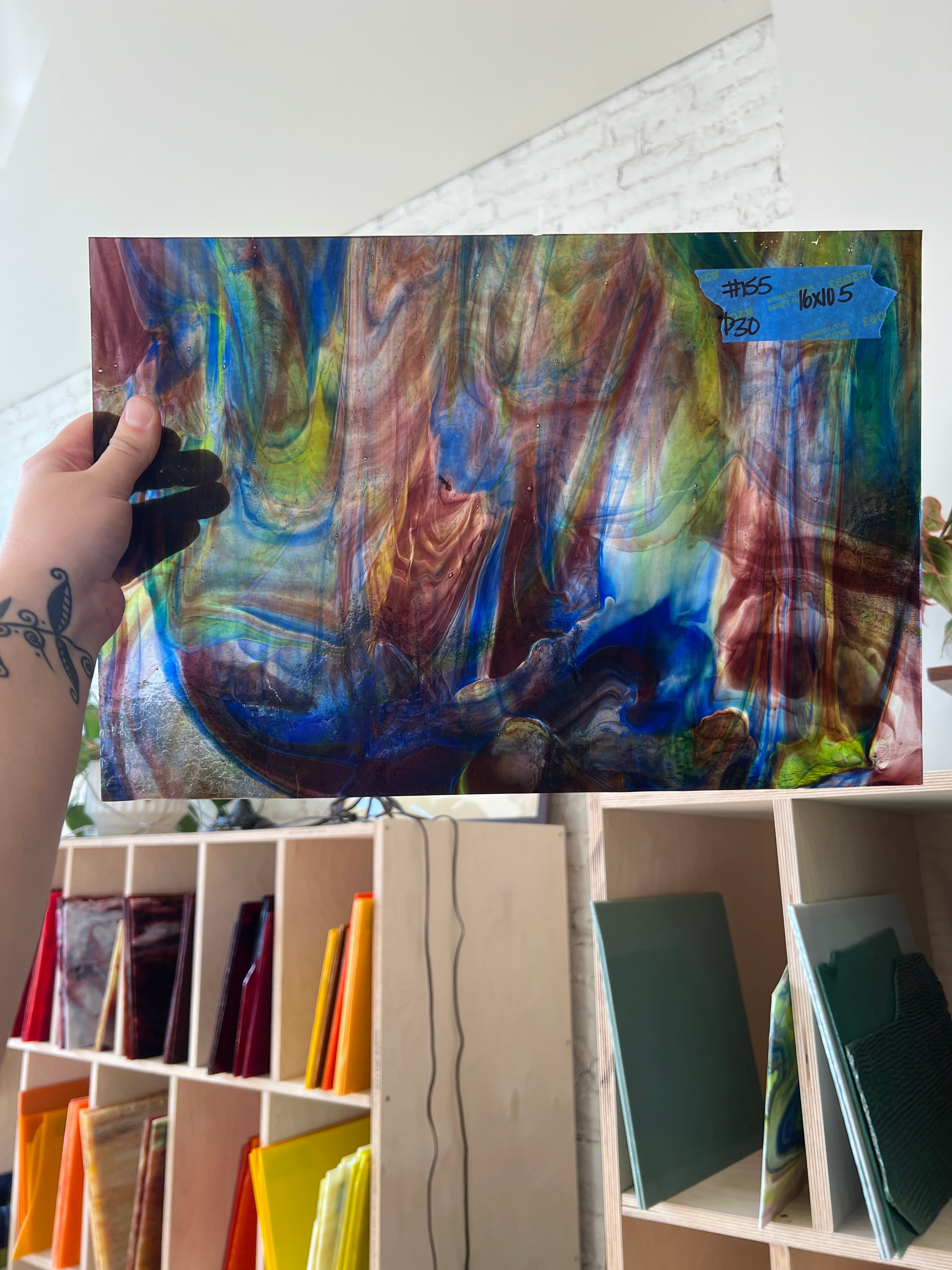 [#155] Wissmach Purple, Blue, Green Streaky