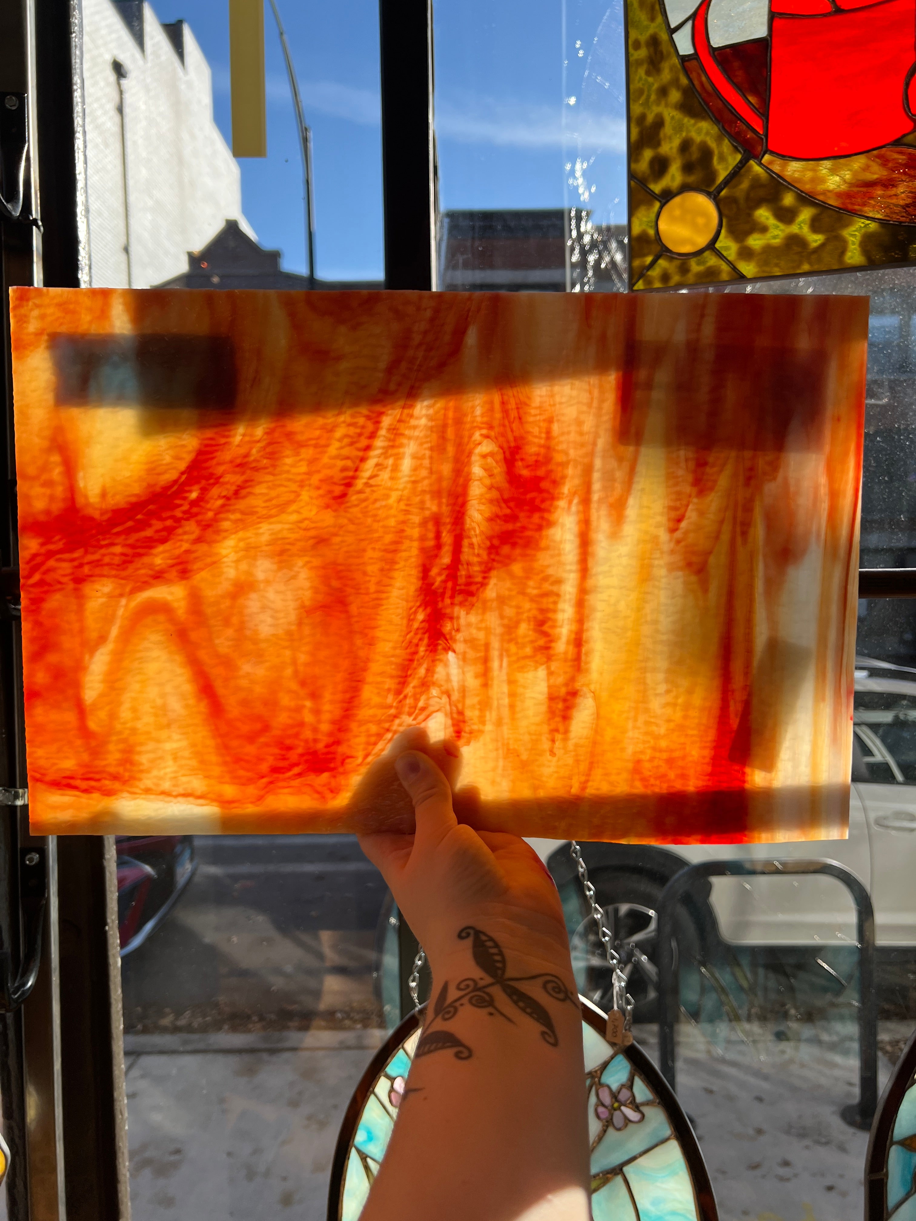 [#158] Wissmach Orange, Light Opal Granite