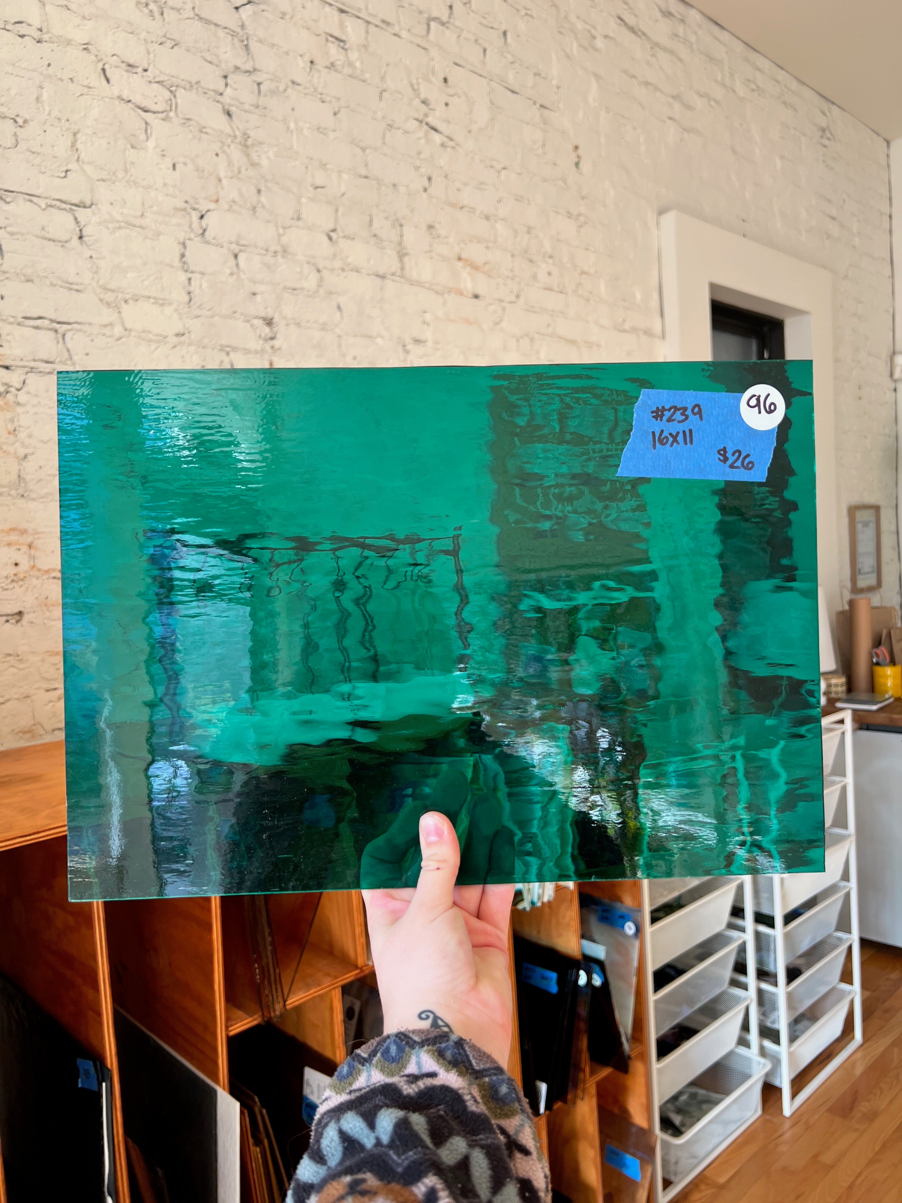 [#239] Oceanside Teal Green Waterglass Fusible