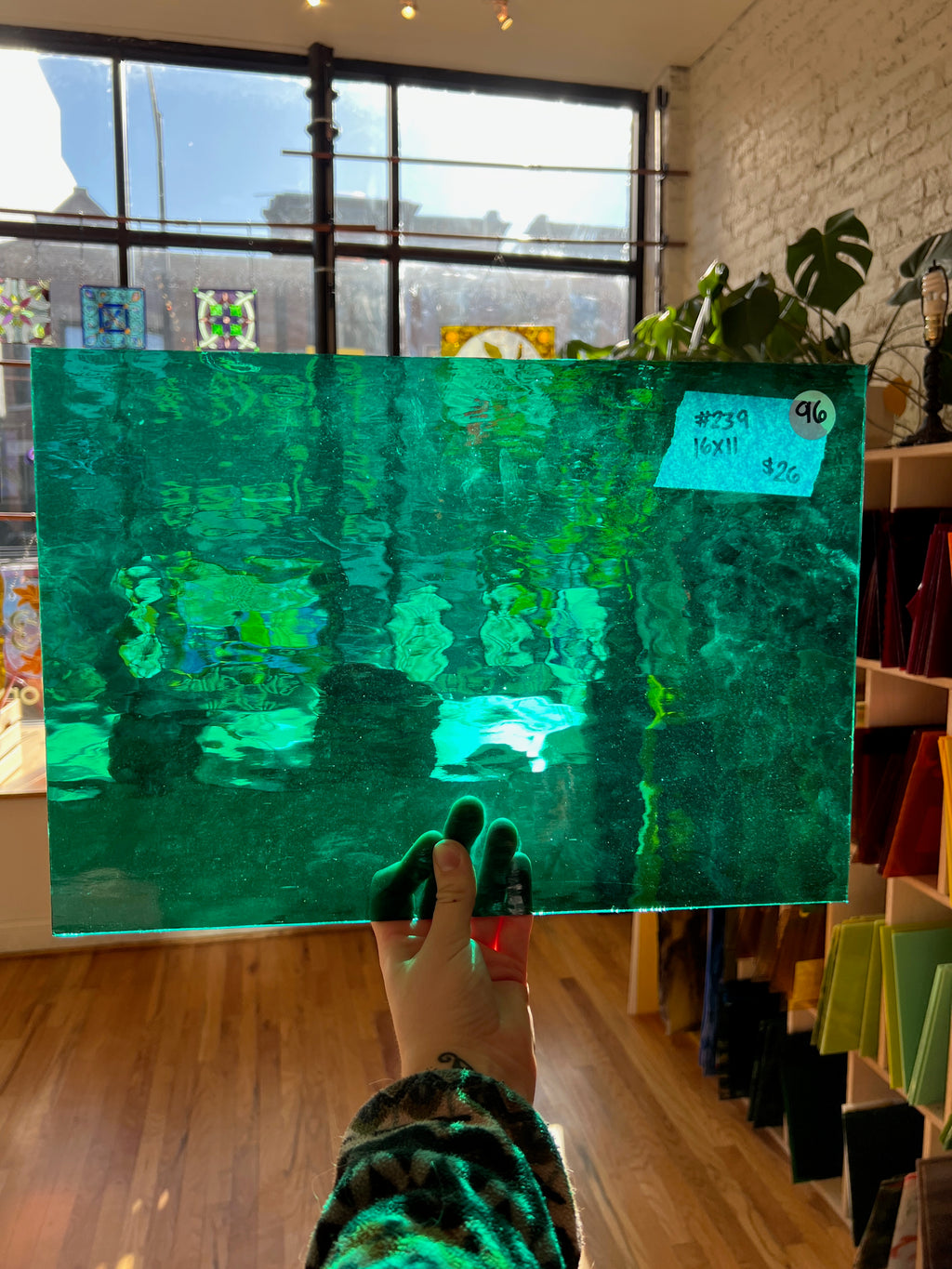 [#239] Oceanside Teal Green Waterglass Fusible