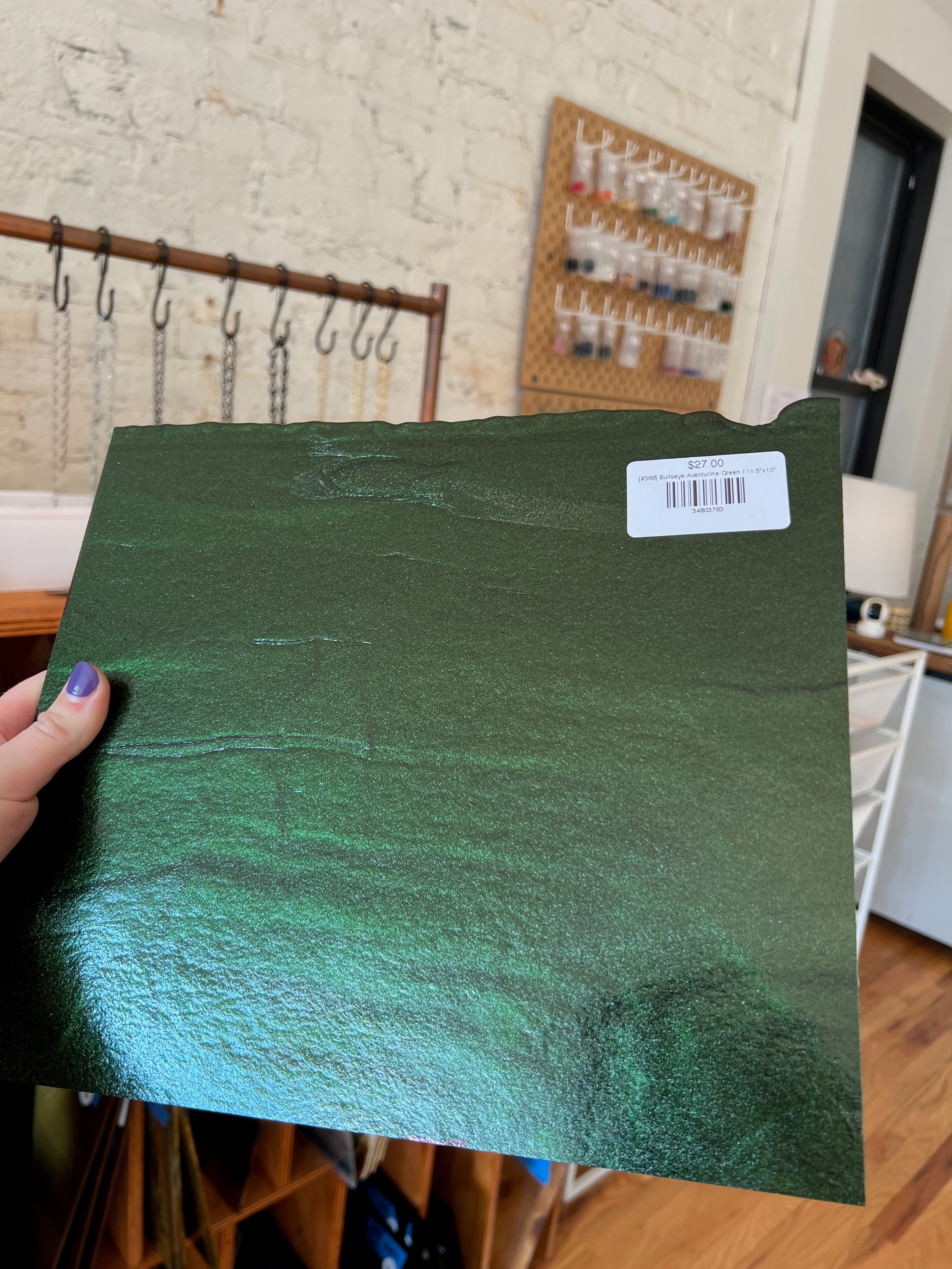 Green sparkly sheet glass