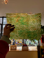 [#474] Youghiogheny Beige Opal, Dark Green Cathedral Streak with Brown Streaks Granite