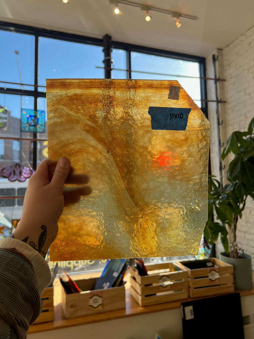 Chicago Art Glass Transparent Mottled Caramel
