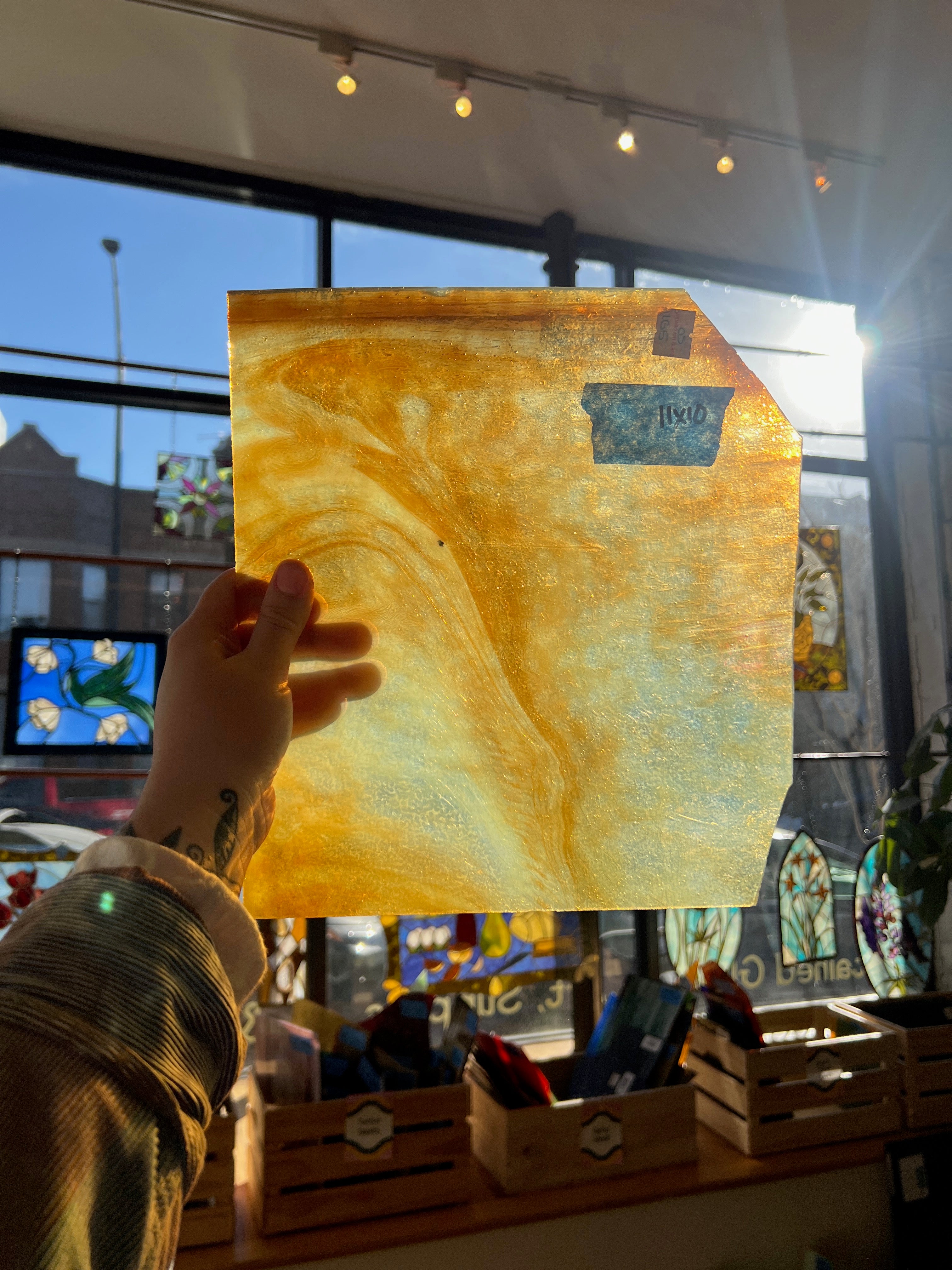 Chicago Art Glass Transparent Mottled Caramel